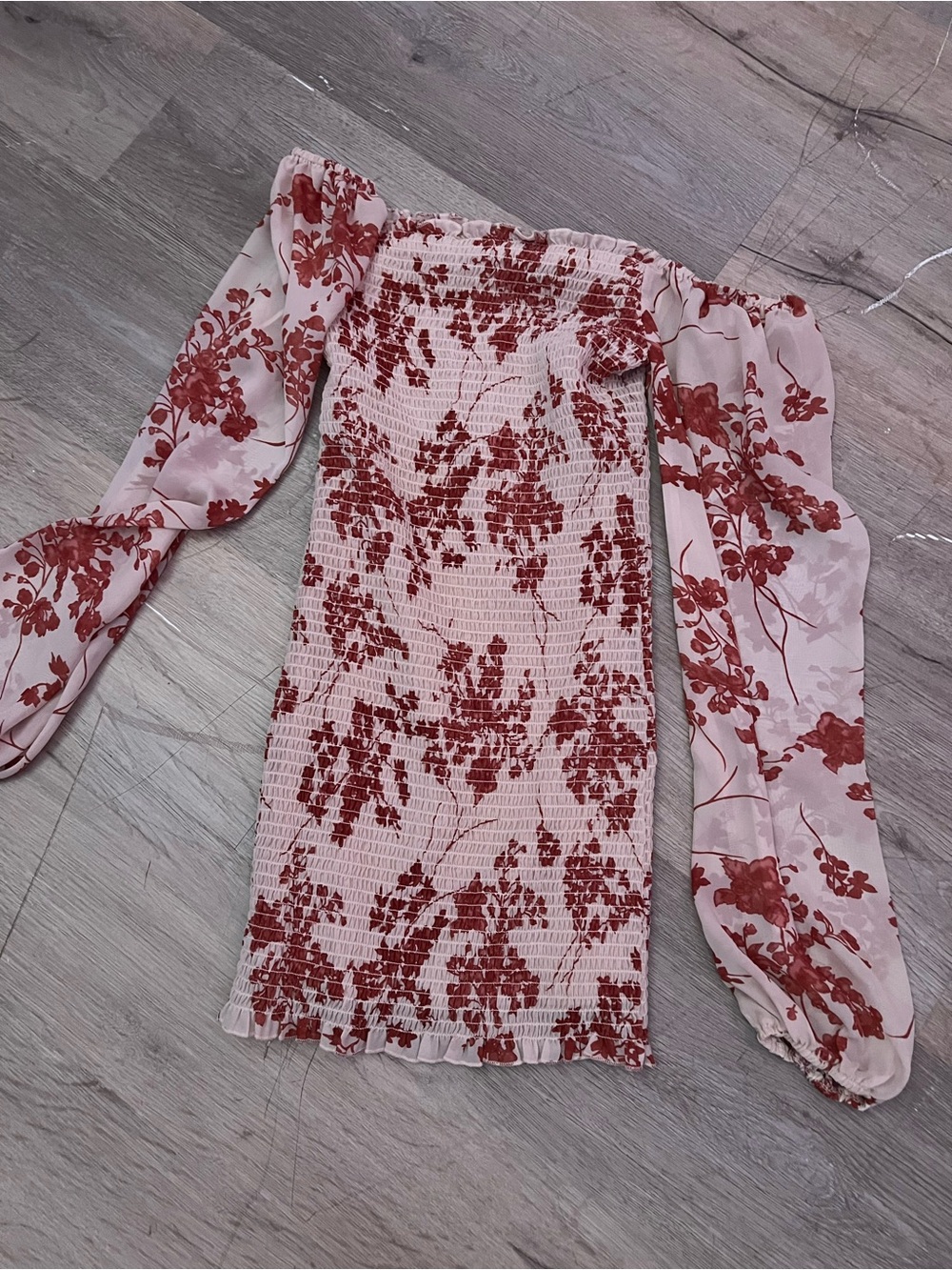 Windsor White Mini Dress with Rust Floral Print